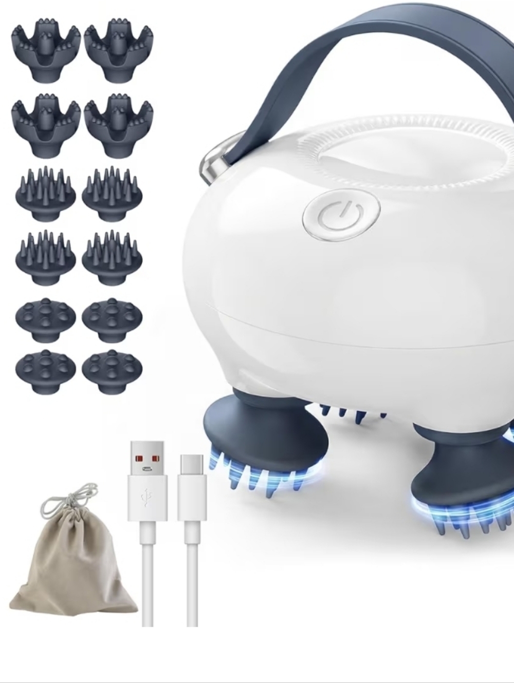 Scalp Massager - White and Dark Blue